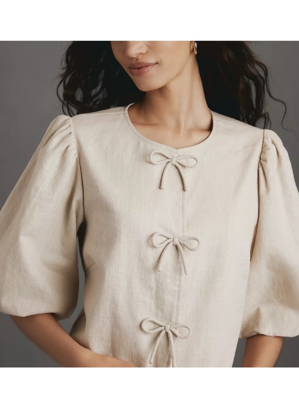 Anthropologie Dolan Left Coast bow puff sleeve blazer